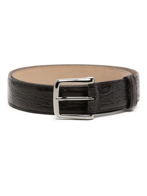 Tod's logo-engraved leather belt Brown XCMCP610100ADK