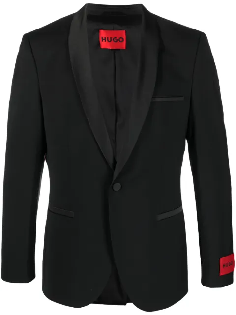 HUGO single-breasted tuxedo blazer Black 50476333