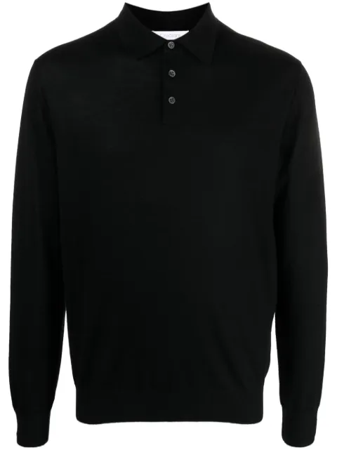 Cruciani fine-knit long-sleeved polo shirt Black UC3211110A21P001