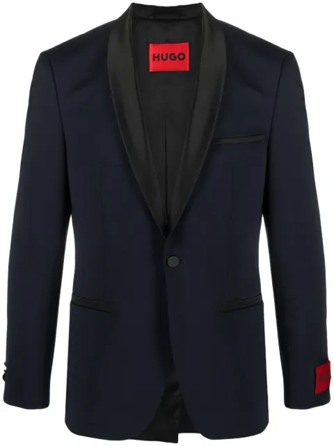 HUGO single-breasted tuxedo blazer Blue 50476333