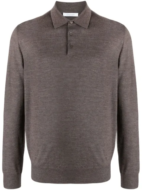 Cruciani fine-knit long-sleeved polo shirt Brown UC3211110A21P001