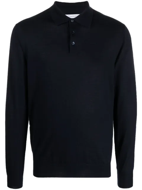 Cruciani fine-knit long-sleeved polo shirt Blue UC3211110A21P001
