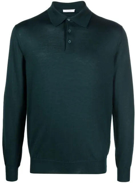 Cruciani fine-knit long-sleeved polo shirt Green UC3211110A21P001