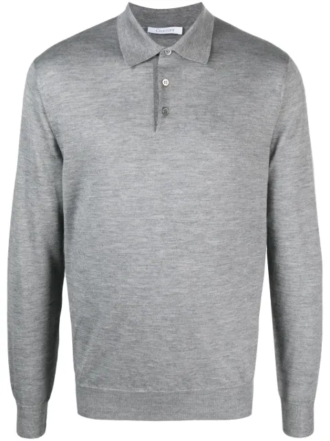 Cruciani fine-knit long-sleeved polo shirt Grey UC3211110A21P001