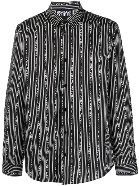 Versace Jeans Couture logo-print striped shirt Black 75GAL2S0NS295