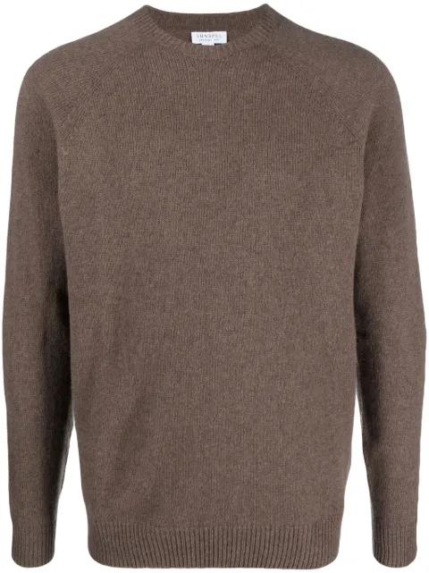 Sunspel crew-neck wool jumper Brown MJUM8066