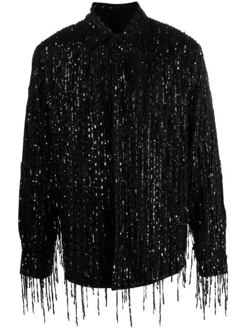 AMIRI sequin-embellished straight-point collar shirt Black AW23MSL038