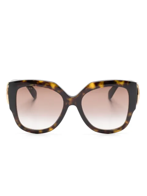 Gucci Eyewear logo-plaque round-frame sunglasses Brown GG1407S003