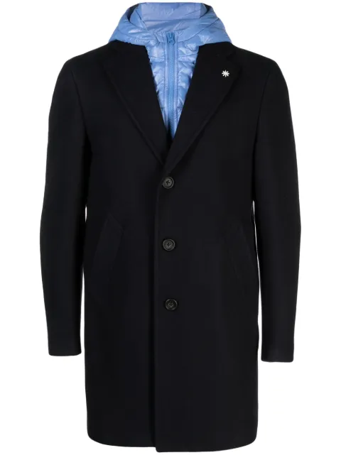 Manuel Ritz hooded single-breasted coat Blue 3532C4558X2233796