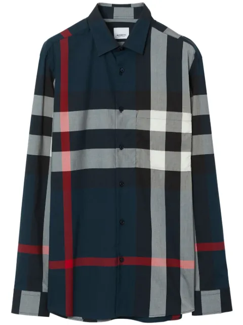 Burberry slim fit Check cotton shirt Blue 8073216