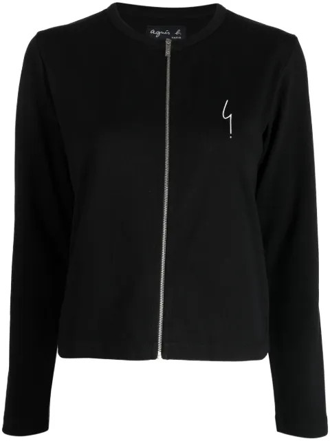 agnès b. Point D'ironie-print cotton cardigan Black EZ08SE30