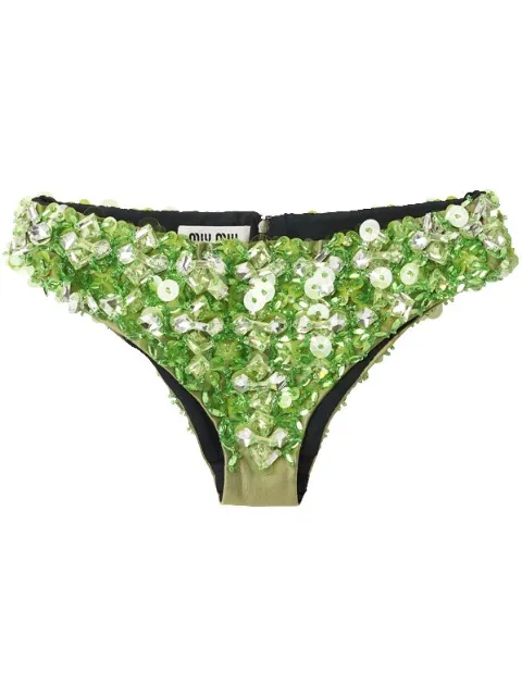 Miu Miu embroidered beaded silk briefs Green SP9424S23213V7