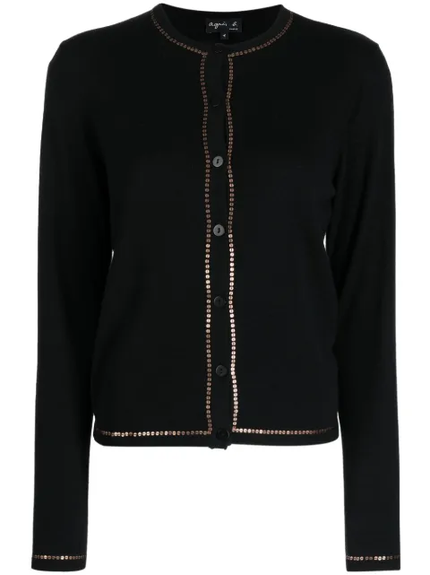 agnès b. Paillettes fine-knit cardigan Black 91T1LS72