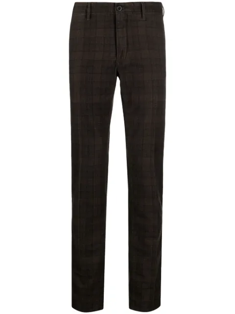 Incotex check-print straight-leg trousers Brown 17S10040586
