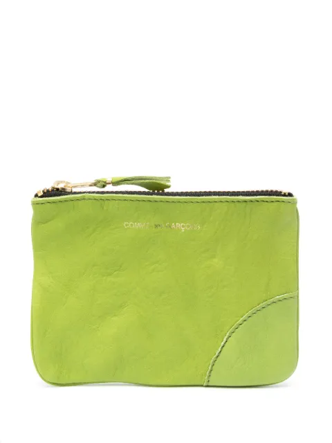 Comme Des Garçons Wallet washed zip-up leather pouch Green SA8100WW