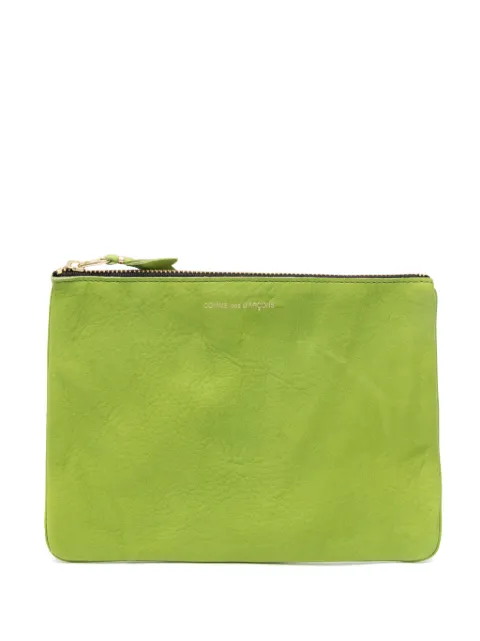Comme Des Garçons Wallet washed zip-up leather pouch Green SA5100WW