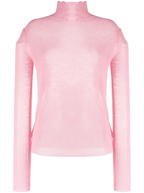 Jil Sander semi-sheer logo-patch jumper Pink J03GP0121J14659