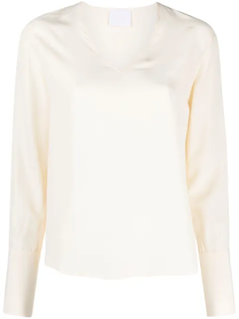 Merci buttoned-cuffs V-neck blouse Neutrals C371
