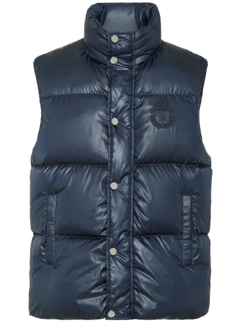 Billionaire logo-embroidered padded gilet Blue BADCMRC0184BTE003N