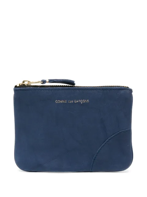 Comme Des Garçons Wallet washed zip-up leather pouch Blue SA8100WW