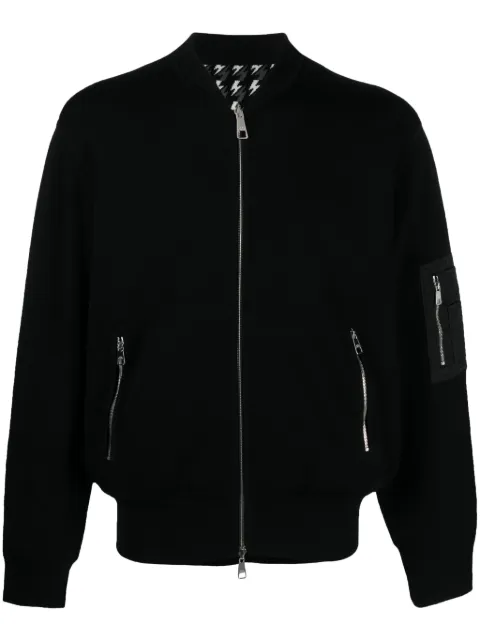 Neil Barrett zipped ribbed-knit cardigan Black NBV7MA165AV609C
