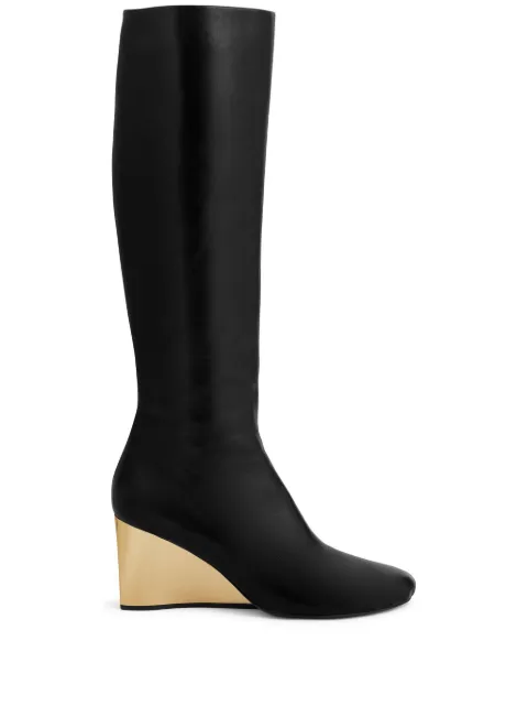 Rabanne wedge heel below-the-knee boots Black 23HHH0109LMB032