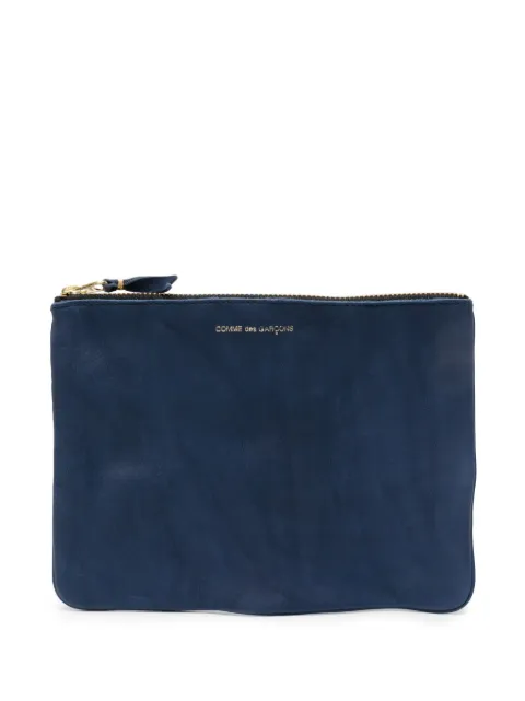 Comme Des Garçons Wallet washed zip-up leather pouch Blue SA5100WW