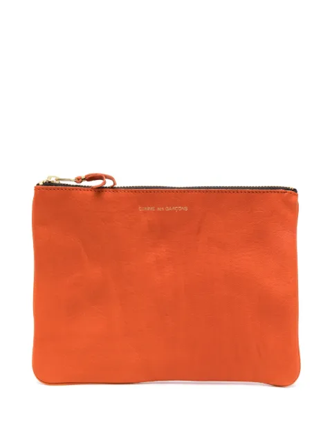 Comme Des Garçons Wallet washed zip-up leather pouch Orange SA5100WW