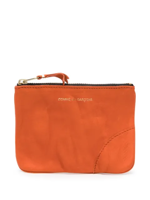 Comme Des Garçons Wallet washed zip-up leather pouch Orange SA8100WW