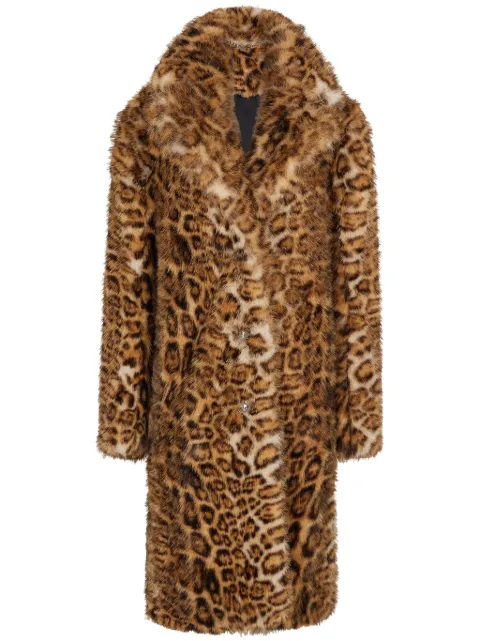 Rabanne leopard print faux-fur coat Brown 23HCOW023PO0328