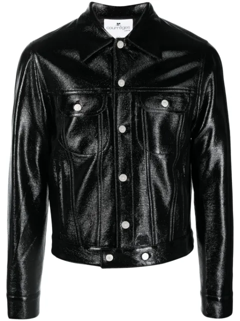 Courrèges faux-leather button-up jacket Black 323CBL063VY0014