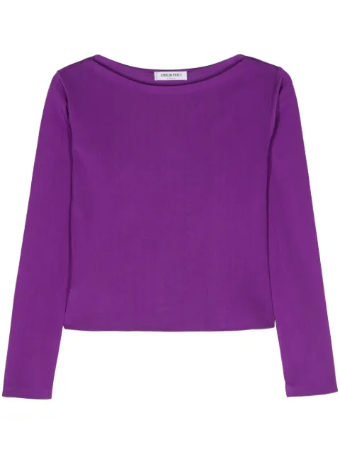 PUCCI Pre-Owned 2000s boat-neck silk T-shirt Purple EPU250DFA