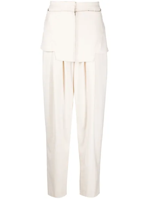 ANDREĀDAMO layered-detail high-waist trousers Neutrals ADPF23PA20343473