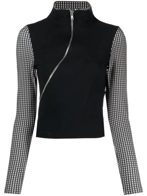 Ottolinger layered checked high-neck top Green 501501