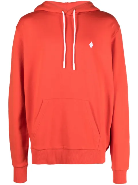 COUNTY OF MILAN Cross-print organic-cotton hoodie Orange CMBB007F23FLE0052001