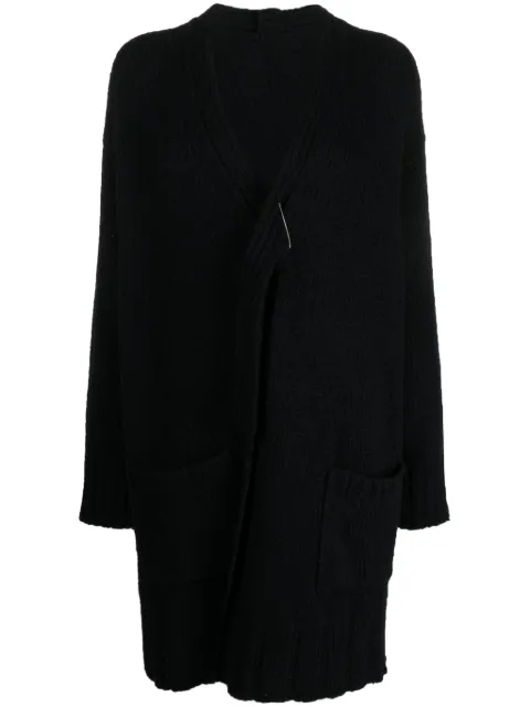 Yohji Yamamoto asymmetric V-neck cardi-coat Black FJK40187