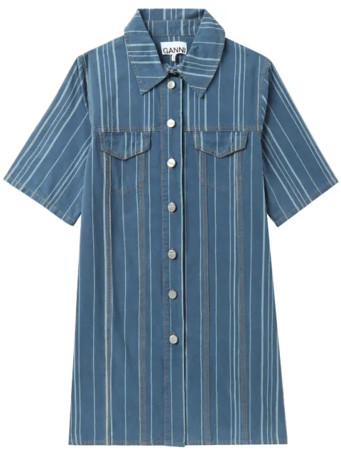 GANNI stripe-pattern denim mini dress Blue J1331566