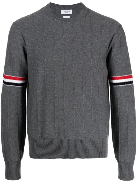 Thom Browne RWB-stripe long-sleeve jumper Grey MKA496AY1002