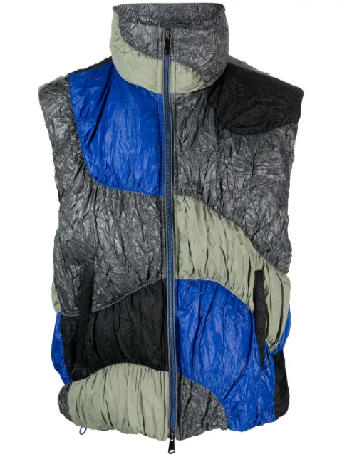 Ader Error Aren colour-block down gilet Green BMADFWDW0402