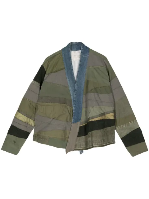 Greg Lauren shawl-collar patchwork jacket Green HM001