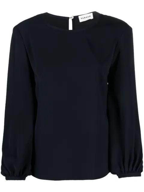 P.A.R.O.S.H. bishop sleeves round-neck blouse Blue D312461POKER