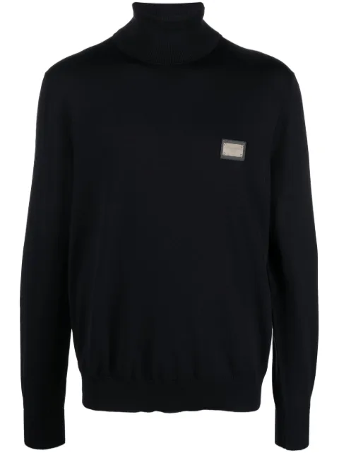 Dolce & Gabbana logo-patch roll-neck jumper Blue GXO35TJCVC7