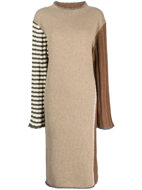 YANYAN KNITS long-sleeve knitted midi dress Brown YYW238091