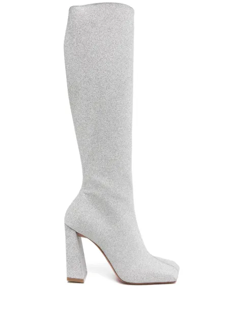 Amina Muaddi Marine glitter knee-high boots Silver MARINEBOOT