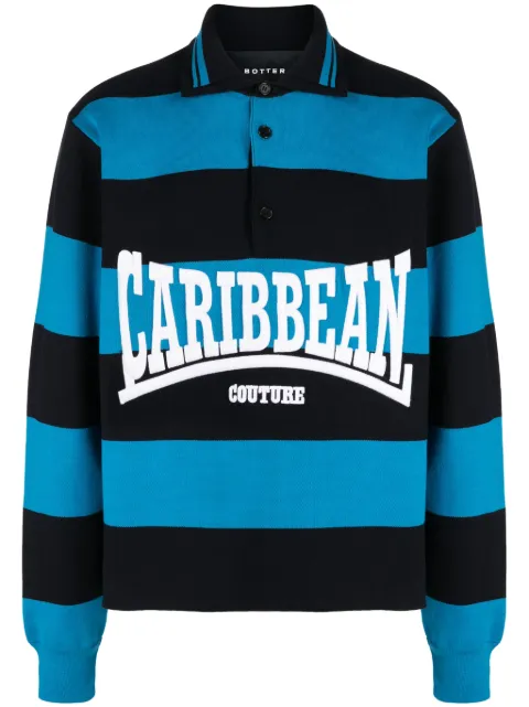 Botter logo-intarsia striped polo shirt Black MN7034