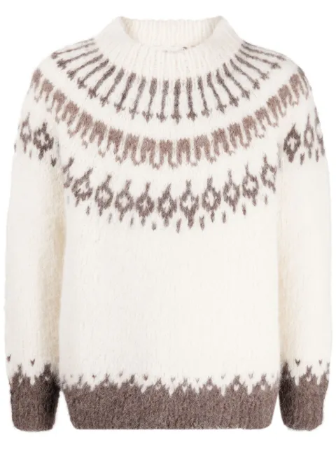 BODE patterned intarsia-knit jumper White MRF23KT024