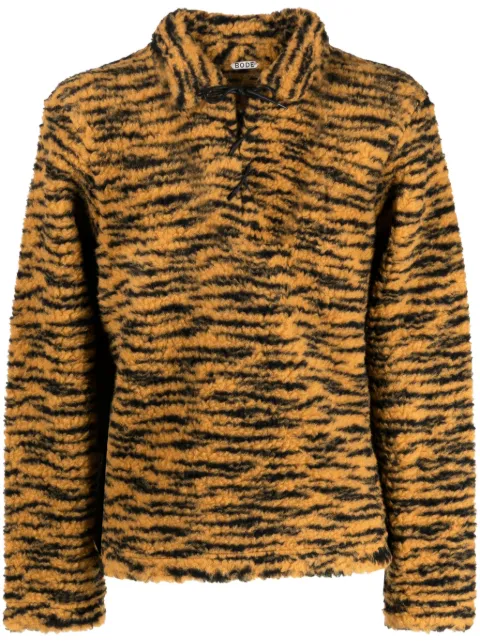 BODE tiger-print lace-up jumper Orange MRF23CS053