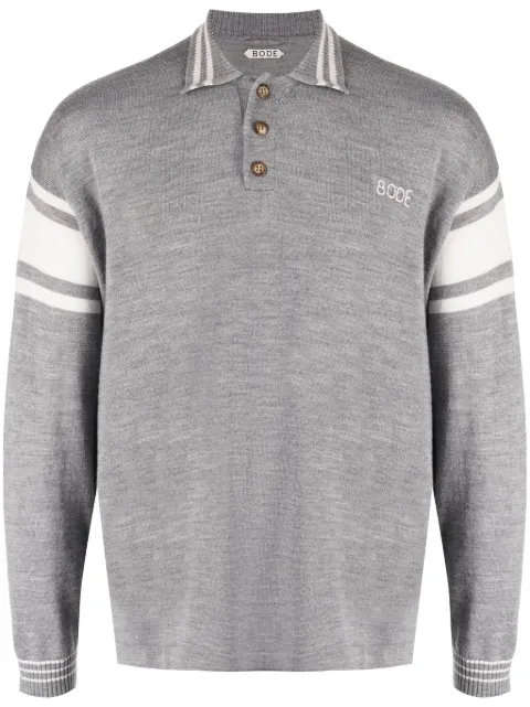BODE logo-embroidered striped polo shirt Grey MRF23KT035