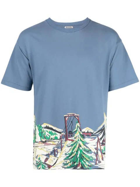BODE Ski Lift cotton T-shirt Blue MRF23CS036