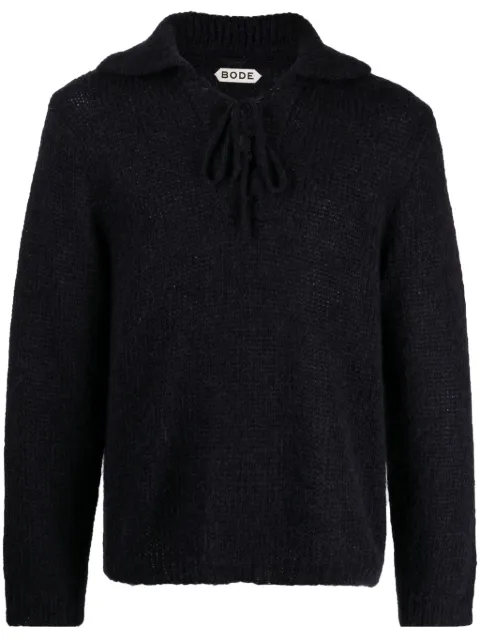 BODE Alpine lace-up jumper Blue MRF23KT027